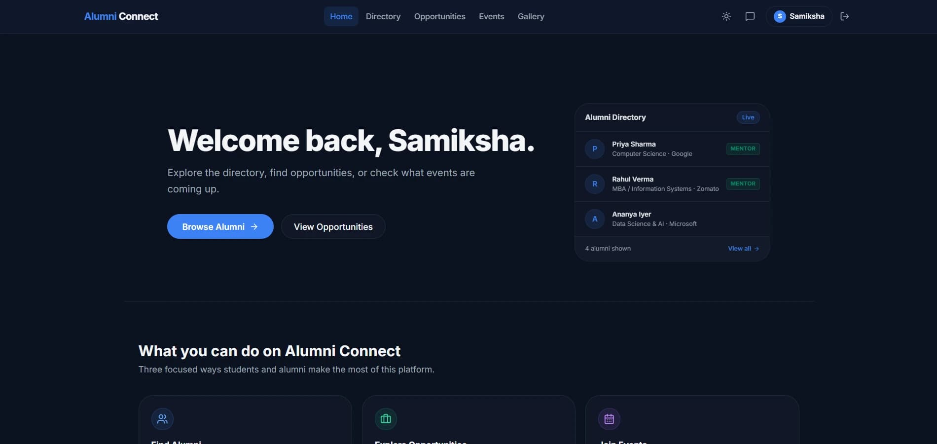 Alumni Connect Dashboard