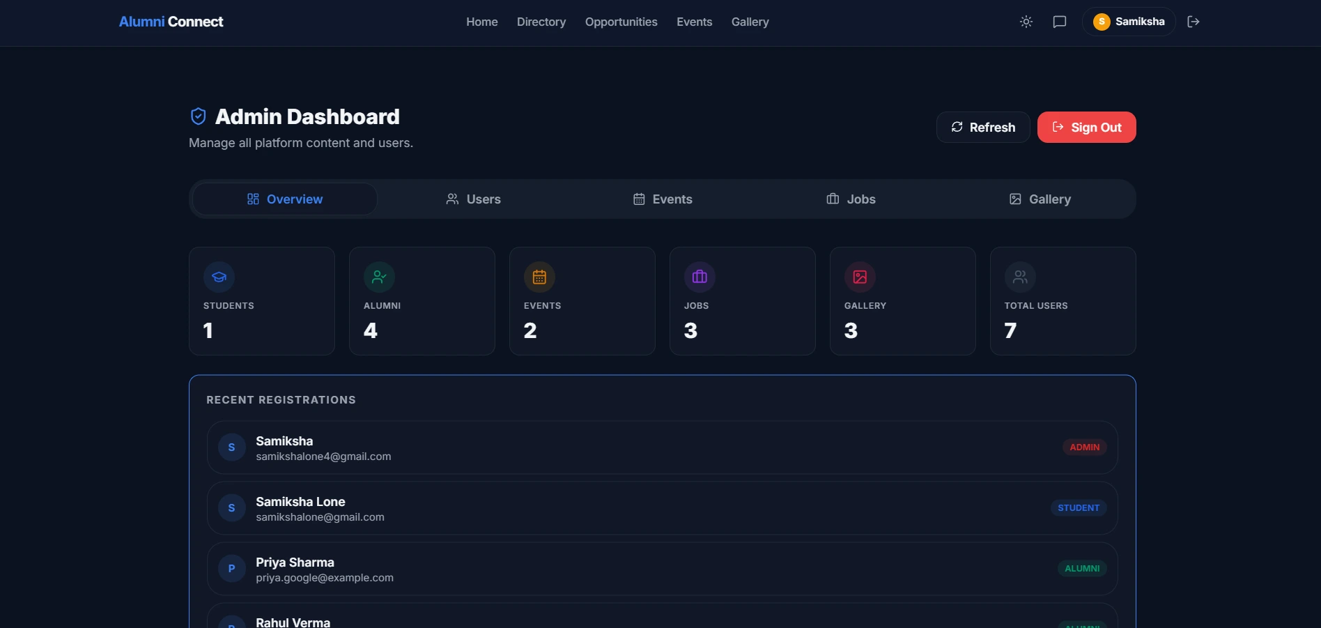 Alumni Connect platform