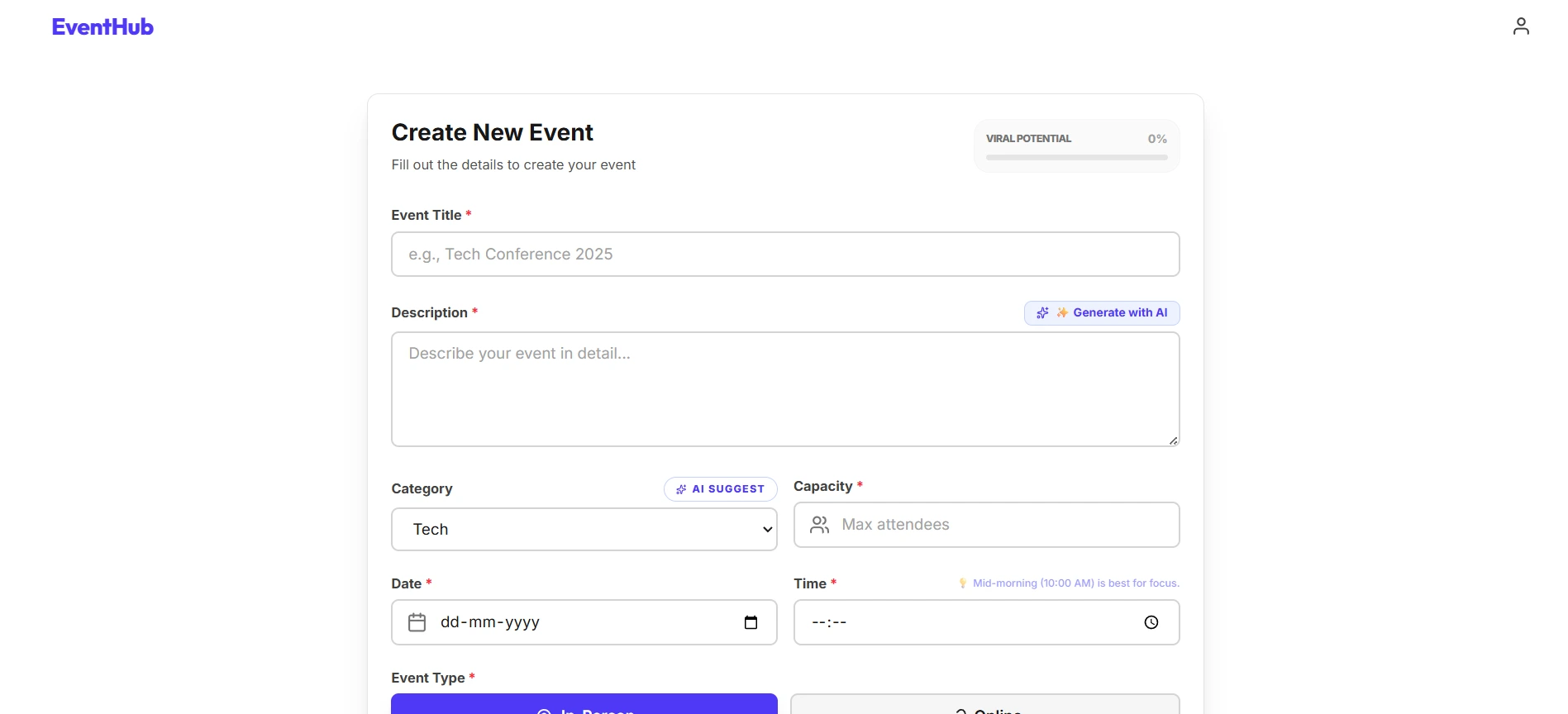 Create Event View