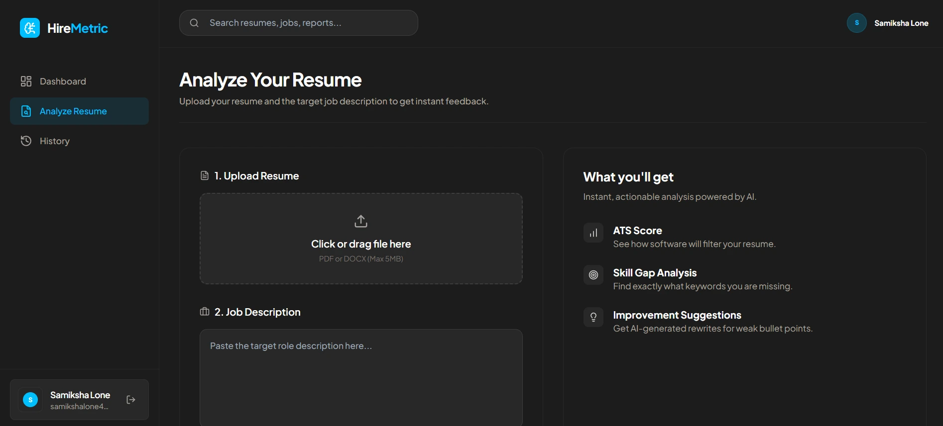 Resume Analyzer Interface